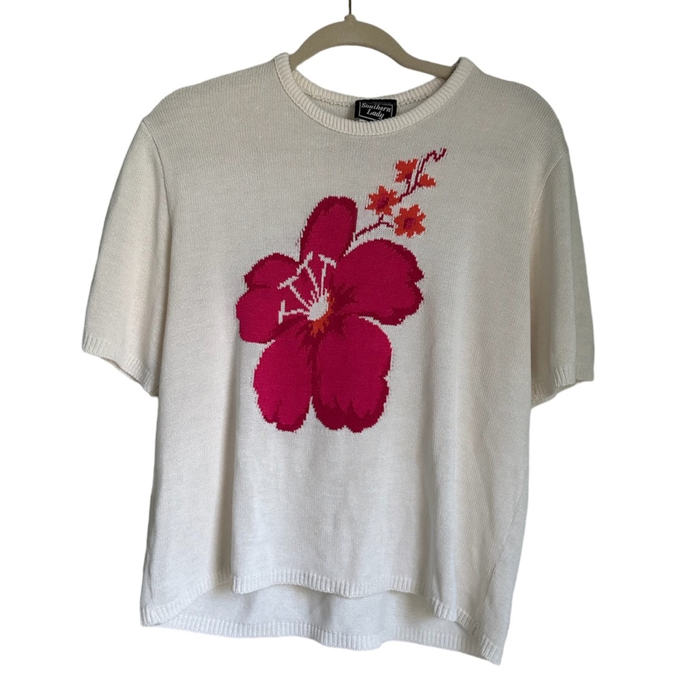 VINTAGE Hibiscus Floral knit top